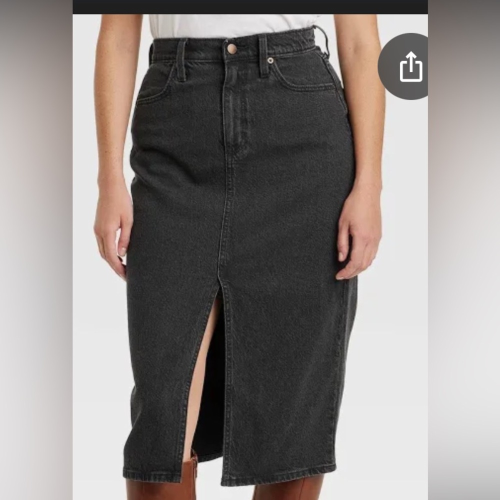 Black Denim Midi Skirt